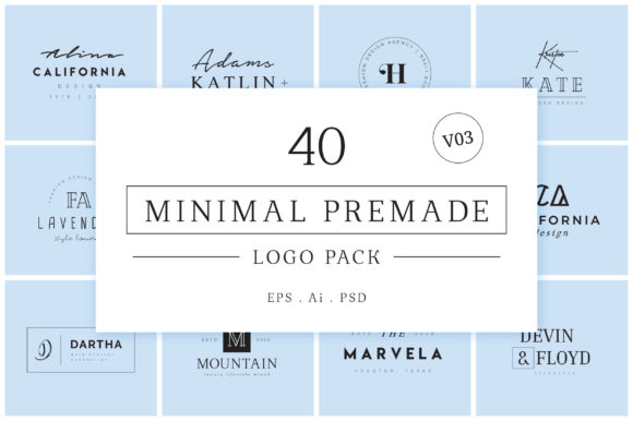 Minimal Premade Logo Bundle V03 for Instant Branding