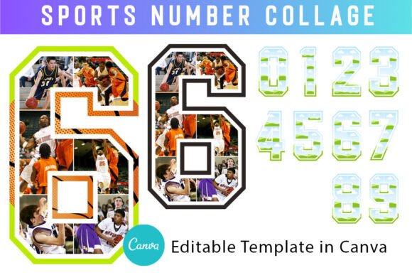 Sports Number Canva Photo Collage 0-9 for Dynamic Visuals